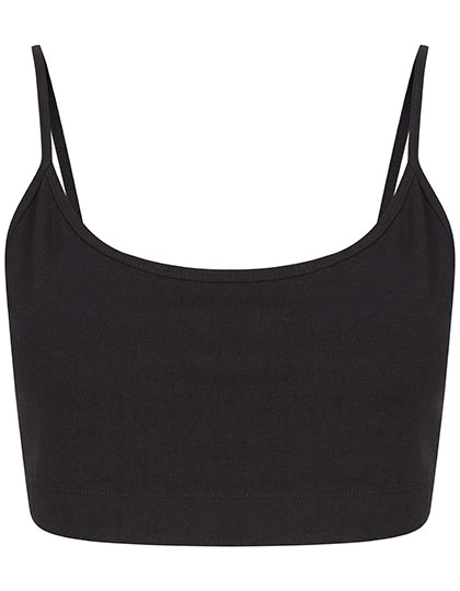 Women´s Sustainable Fashion Cropped Cami Top zum Besticken und Bedrucken in der Farbe Black mit Ihren Logo, Schriftzug oder Motiv.