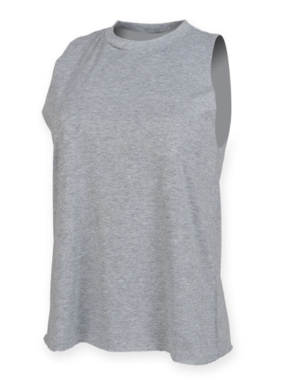 Women´s High Neck Slash Armhole Vest zum Besticken und Bedrucken in der Farbe Heather Grey mit Ihren Logo, Schriftzug oder Motiv.