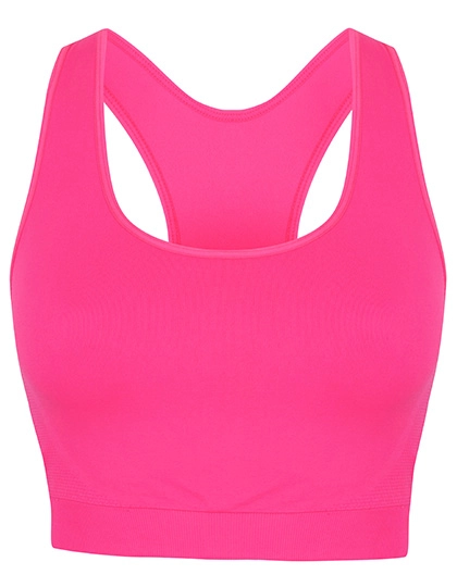 Women´s Work Out Cropped Top zum Besticken und Bedrucken in der Farbe Neon Pink mit Ihren Logo, Schriftzug oder Motiv.