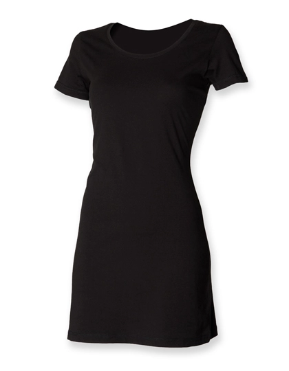 Women´s T-Shirt Dress zum Besticken und Bedrucken in der Farbe Black mit Ihren Logo, Schriftzug oder Motiv.