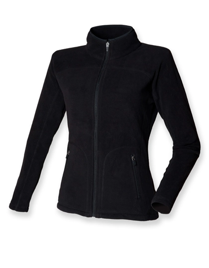 Women´s Microfleece Jacket zum Besticken und Bedrucken in der Farbe Black mit Ihren Logo, Schriftzug oder Motiv.