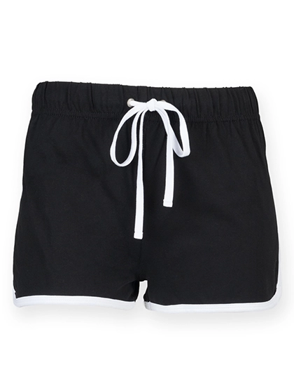 Women´s Retro Shorts zum Besticken und Bedrucken in der Farbe Black-White mit Ihren Logo, Schriftzug oder Motiv.
