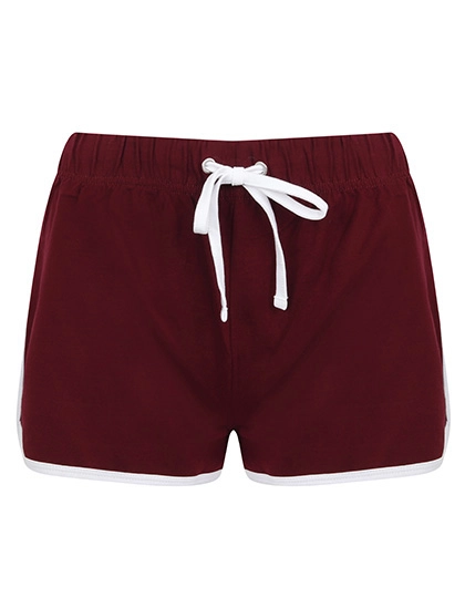 Women´s Retro Shorts zum Besticken und Bedrucken in der Farbe Burgundy-White mit Ihren Logo, Schriftzug oder Motiv.