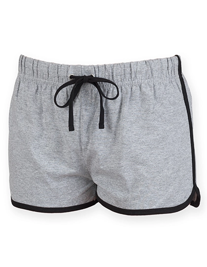 Women´s Retro Shorts zum Besticken und Bedrucken in der Farbe Heather Grey-Black mit Ihren Logo, Schriftzug oder Motiv.