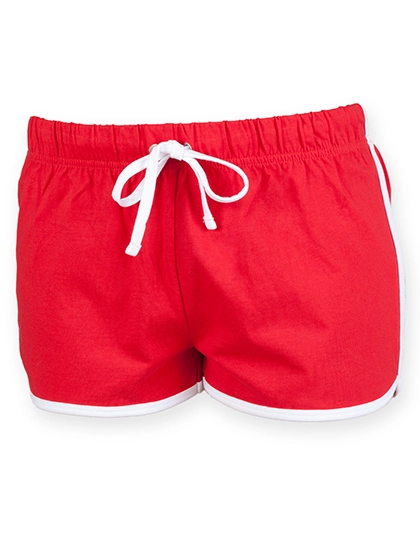 Women´s Retro Shorts zum Besticken und Bedrucken in der Farbe Red-White mit Ihren Logo, Schriftzug oder Motiv.