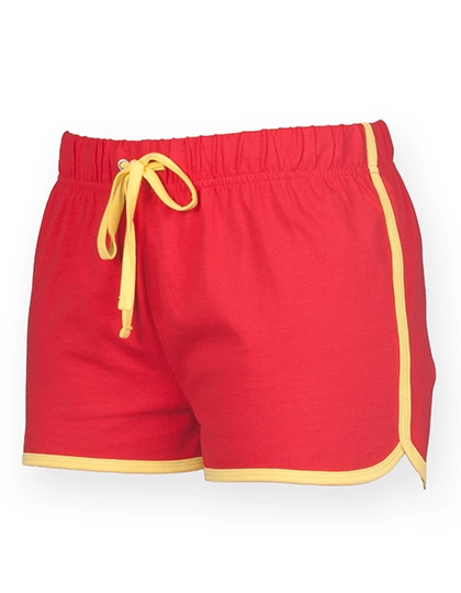 Women´s Retro Shorts zum Besticken und Bedrucken in der Farbe Red-Yellow mit Ihren Logo, Schriftzug oder Motiv.