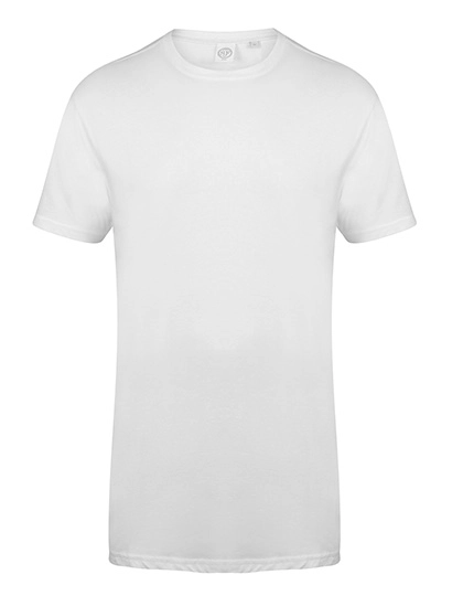Men´s Longline T-Shirt With Dipped Hem zum Besticken und Bedrucken in der Farbe White mit Ihren Logo, Schriftzug oder Motiv.