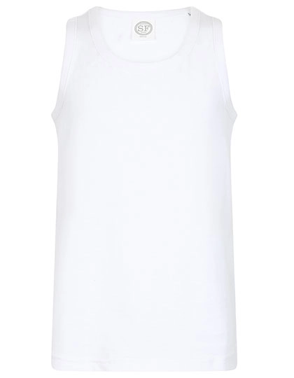 Kids´ Feel Good Stretch Vest zum Besticken und Bedrucken in der Farbe White mit Ihren Logo, Schriftzug oder Motiv.