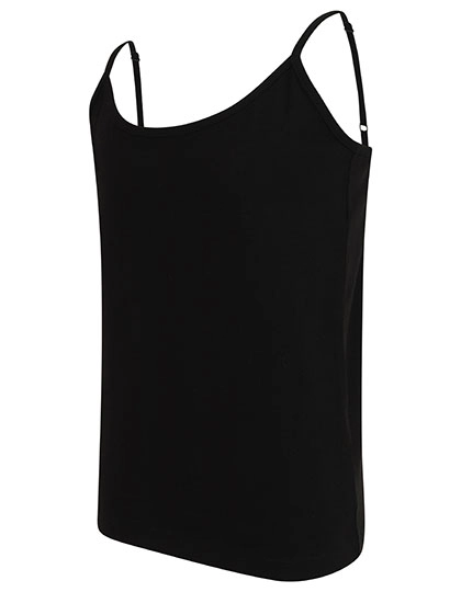 Kids´ Feel Good Stretch Spaghetti Vest zum Besticken und Bedrucken in der Farbe Black mit Ihren Logo, Schriftzug oder Motiv.