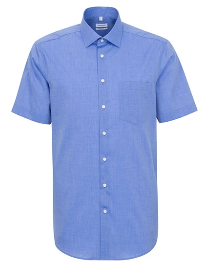 Men´s Shirt Regular Fit Short Sleeve zum Besticken und Bedrucken in der Farbe Mid Blue mit Ihren Logo, Schriftzug oder Motiv.