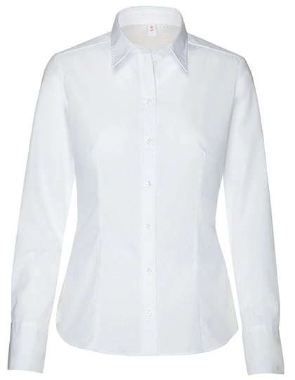Women´s Blouse Regular Fit Long Sleeve zum Besticken und Bedrucken in der Farbe White mit Ihren Logo, Schriftzug oder Motiv.