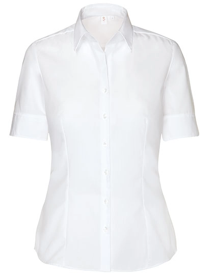 Women´s Blouse Regular Fit Short Sleeve zum Besticken und Bedrucken in der Farbe White mit Ihren Logo, Schriftzug oder Motiv.