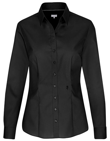 Women´s Blouse Slim Fit Long Sleeve zum Besticken und Bedrucken in der Farbe Black mit Ihren Logo, Schriftzug oder Motiv.