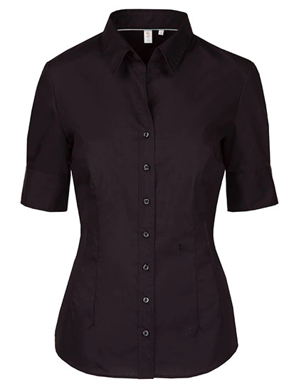 Women´s Blouse Slim Fit Short Sleeve zum Besticken und Bedrucken in der Farbe Black mit Ihren Logo, Schriftzug oder Motiv.