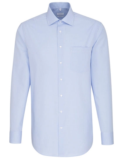 Men´s Shirt Regular Fit Check/Stripes Long Sleeve zum Besticken und Bedrucken in der Farbe Check Light Blue - White mit Ihren Logo, Schriftzug oder Motiv.