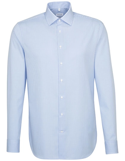 Men´s Shirt 2 Shaped Check/Stripes Long Sleeve zum Besticken und Bedrucken in der Farbe Check Light Blue - White mit Ihren Logo, Schriftzug oder Motiv.