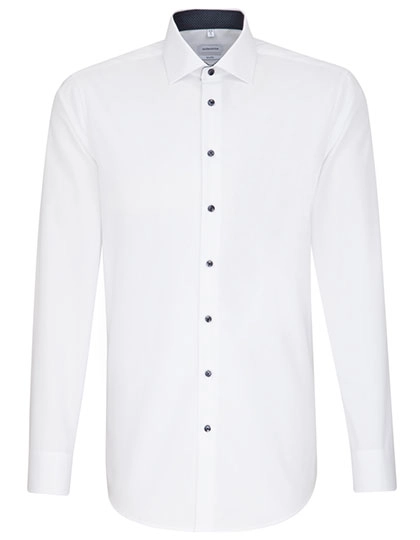 Men´s Shirt Poplin Shaped Fit Long Sleeve zum Besticken und Bedrucken in der Farbe White mit Ihren Logo, Schriftzug oder Motiv.