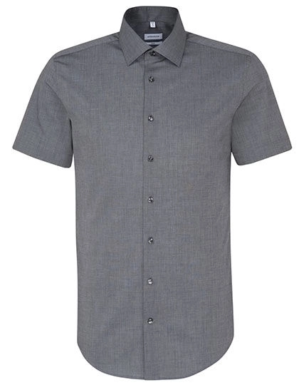 Men´s Shirt Slim Fit Short Sleeve zum Besticken und Bedrucken in der Farbe Dark Grey mit Ihren Logo, Schriftzug oder Motiv.