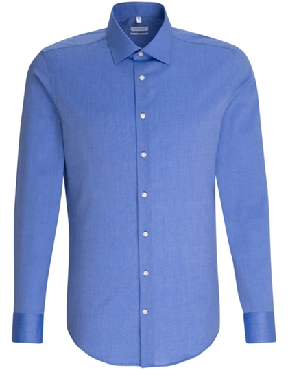 Men´s Shirt Slim Fit Long Sleeve zum Besticken und Bedrucken in der Farbe Mid Blue mit Ihren Logo, Schriftzug oder Motiv.