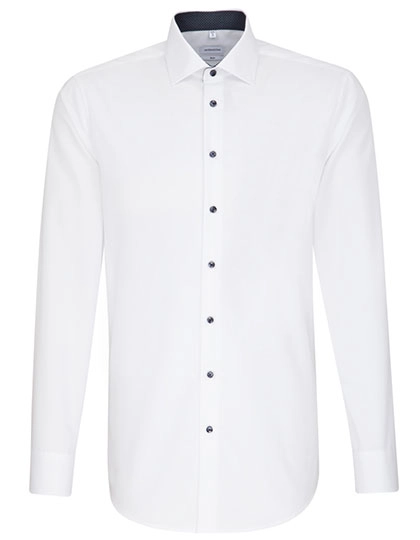 Men´s Shirt Poplin Slim Fit Long Sleeve zum Besticken und Bedrucken in der Farbe White mit Ihren Logo, Schriftzug oder Motiv.