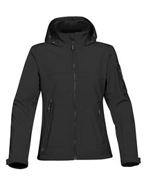 Women´s Cruise Softshell Jacket zum Besticken und Bedrucken in der Farbe Black-Black mit Ihren Logo, Schriftzug oder Motiv.