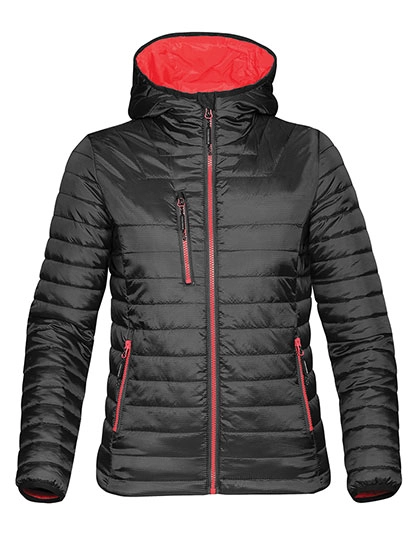 Women´s Gravity Thermal Jacket zum Besticken und Bedrucken in der Farbe Black-True Red mit Ihren Logo, Schriftzug oder Motiv.