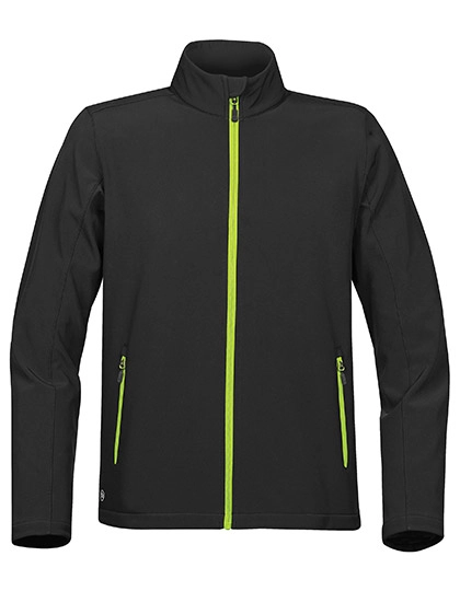 Men´s Orbiter Softshell Jacket zum Besticken und Bedrucken in der Farbe Black-Kiwi mit Ihren Logo, Schriftzug oder Motiv.