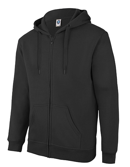 Zip Through Hooded Sweat Jacket zum Besticken und Bedrucken in der Farbe Black mit Ihren Logo, Schriftzug oder Motiv.
