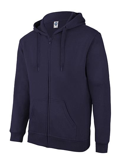 Zip Through Hooded Sweat Jacket zum Besticken und Bedrucken in der Farbe Deep Navy mit Ihren Logo, Schriftzug oder Motiv.