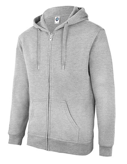 Zip Through Hooded Sweat Jacket zum Besticken und Bedrucken in der Farbe Sports Grey (Melange) mit Ihren Logo, Schriftzug oder Motiv.