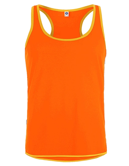 Men´s Contrast Sports Vest zum Besticken und Bedrucken in der Farbe Fluorescent Orange-Gold mit Ihren Logo, Schriftzug oder Motiv.