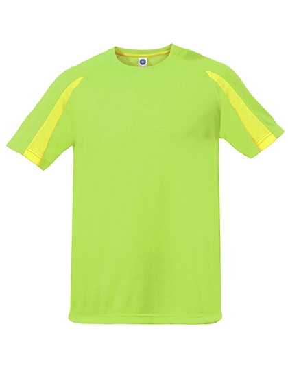 Unisex Contrast Sports T-Shirt zum Besticken und Bedrucken in der Farbe Fluorescent Green-Fluorescent Yellow mit Ihren Logo, Schriftzug oder Motiv.