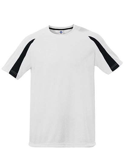 Unisex Contrast Sports T-Shirt zum Besticken und Bedrucken in der Farbe White-Black mit Ihren Logo, Schriftzug oder Motiv.