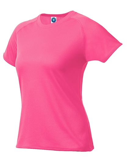 Ladies´ Sport T-Shirt zum Besticken und Bedrucken in der Farbe Fluorescent Pink mit Ihren Logo, Schriftzug oder Motiv.