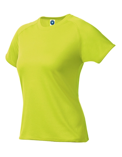 Ladies´ Sport T-Shirt zum Besticken und Bedrucken in der Farbe Fluorescent Yellow mit Ihren Logo, Schriftzug oder Motiv.