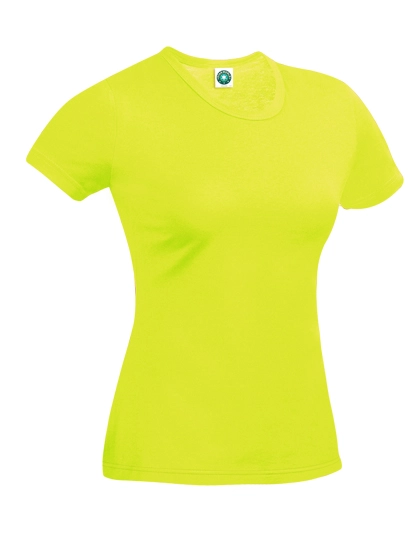 Ladies´ Performance T-Shirt zum Besticken und Bedrucken in der Farbe Fluorescent Yellow mit Ihren Logo, Schriftzug oder Motiv.