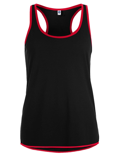 Ladies´ Contrast Sports Vest zum Besticken und Bedrucken in der Farbe Black-Fiesta Red mit Ihren Logo, Schriftzug oder Motiv.