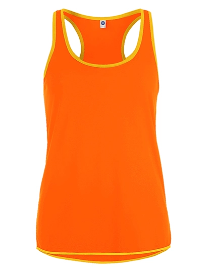 Ladies´ Contrast Sports Vest zum Besticken und Bedrucken in der Farbe Fluorescent Orange-Gold mit Ihren Logo, Schriftzug oder Motiv.