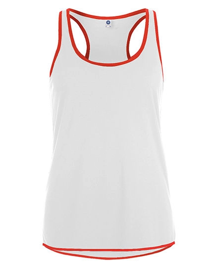 Ladies´ Contrast Sports Vest zum Besticken und Bedrucken in der Farbe White-Fiesta Red mit Ihren Logo, Schriftzug oder Motiv.