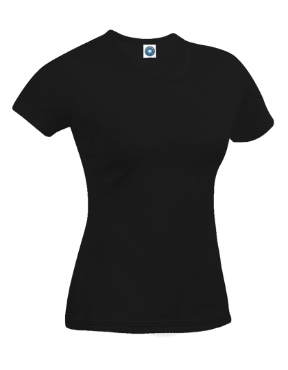 Ladies´ Organic Cotton T-Shirt zum Besticken und Bedrucken in der Farbe Black mit Ihren Logo, Schriftzug oder Motiv.