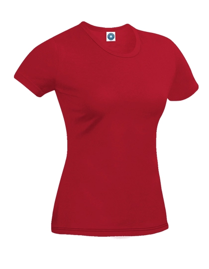 Ladies´ Organic Cotton T-Shirt zum Besticken und Bedrucken in der Farbe Cardinal Red mit Ihren Logo, Schriftzug oder Motiv.