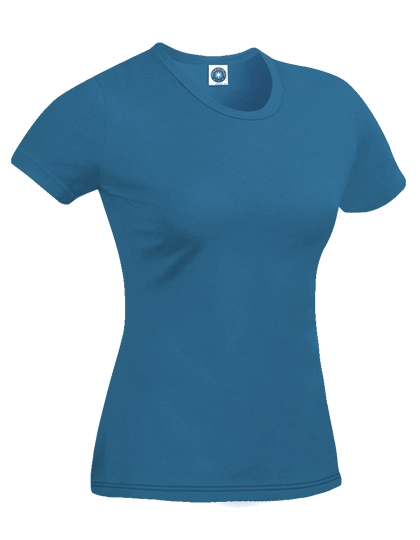 Ladies´ Organic Cotton T-Shirt zum Besticken und Bedrucken in der Farbe Indigo mit Ihren Logo, Schriftzug oder Motiv.