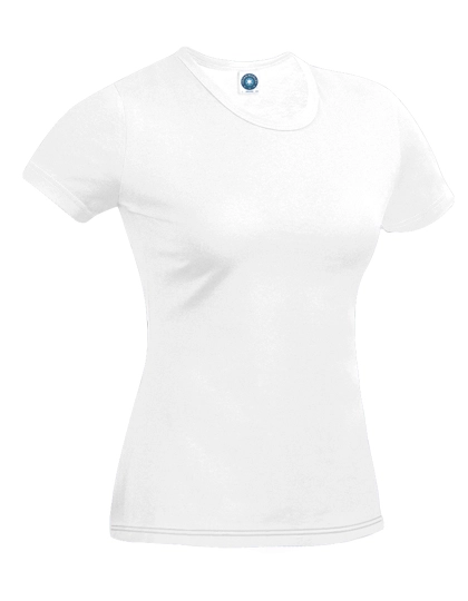 Ladies´ Organic Cotton T-Shirt zum Besticken und Bedrucken in der Farbe White mit Ihren Logo, Schriftzug oder Motiv.
