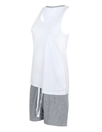 Short Pyjamas Set In A Bag zum Besticken und Bedrucken in der Farbe White-Heather Grey mit Ihren Logo, Schriftzug oder Motiv.