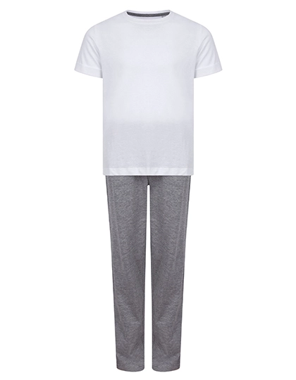 Childrens´ Long Pyjamas zum Besticken und Bedrucken in der Farbe White-Heather Grey mit Ihren Logo, Schriftzug oder Motiv.