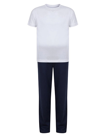 Childrens´ Long Pyjamas zum Besticken und Bedrucken in der Farbe White-Navy mit Ihren Logo, Schriftzug oder Motiv.
