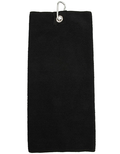 Microfiber Golf Towel zum Besticken und Bedrucken in der Farbe Black mit Ihren Logo, Schriftzug oder Motiv.