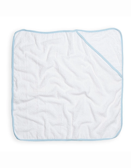 Babies Hooded Towel zum Besticken und Bedrucken in der Farbe White-Blue mit Ihren Logo, Schriftzug oder Motiv.