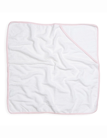 Babies Hooded Towel zum Besticken und Bedrucken in der Farbe White-Pink mit Ihren Logo, Schriftzug oder Motiv.