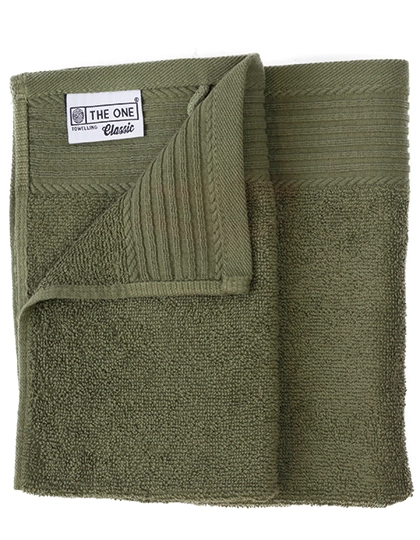 Classic Guest Towel zum Besticken und Bedrucken in der Farbe Olive Green mit Ihren Logo, Schriftzug oder Motiv.